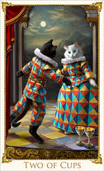 The Two of Cups cat tarot card. The Bohemian Cats Theatre Tarot