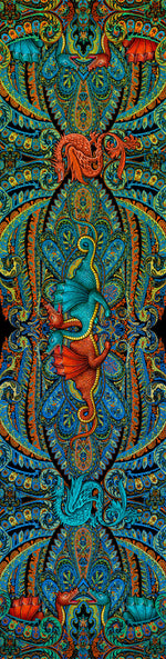 Dragons Dancing, silk velvet scarf.  PEACOCK TEAL back. - Baba Store EU - 5