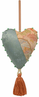 Love Heart Charm in Japanese kimono & antique brocade