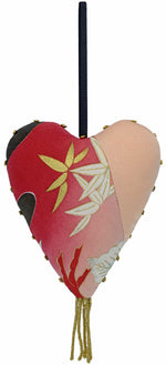 Love Heart Charm in antique Japanese kimono silks