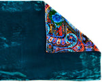 Cats Prowling in Paisley, silk velvet scarf. TEAL back. - Baba Store EU - 5