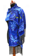 Velvet scarf, gothic silk scarf, hawkmoths wrap by Baba Studio