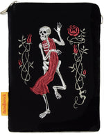 Gothic, skeleton, purse, tarot bag, wristlet, embroidery, death card, tarot, memento mori, embroidered, handmade