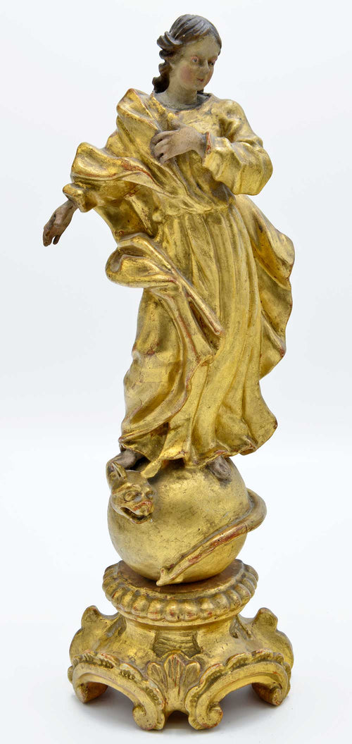 Vergoldete Statue von Maria Immaculata (Alpin) aus dem frühen 18. Jahrhundert