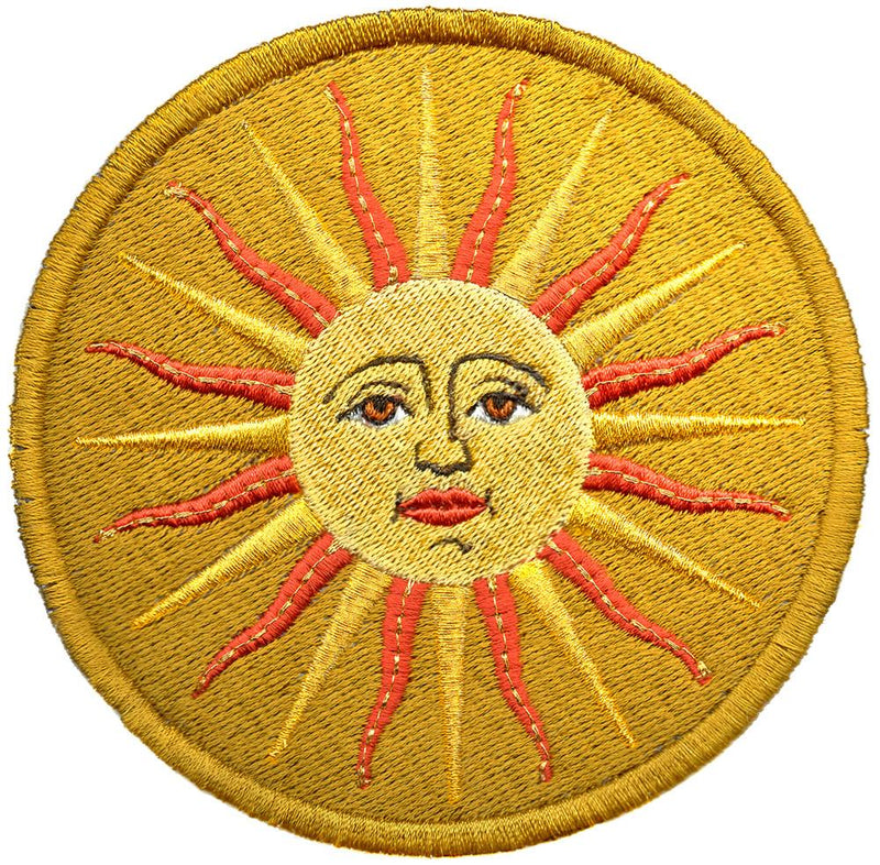 Die Sonne (Le Soleil) Stickerei-Patch – mit goldenen Metallics
