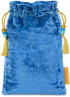 Tarot romantique victorien - sac à cordon brodé en velours de soie bleu ciel