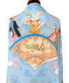 Alice in Wonderland printed scarves, light blue viscose wraps - The White Rabbit by Baba Studio