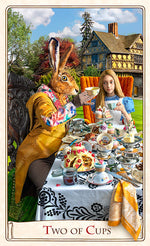 The Alice Tarot deck, Alice in Wonderland tarot cards, tea party, mad hatter