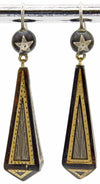 Victorian pique earrings, tortoiseshell drop antique earrings with silver and gold.