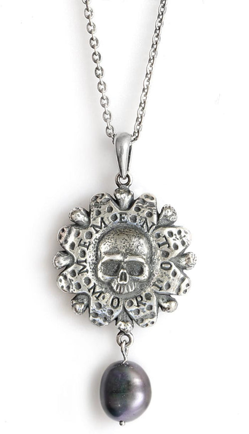 Memento Mori — Sterling silver pendant with black pearl - Baba Store EU - 2