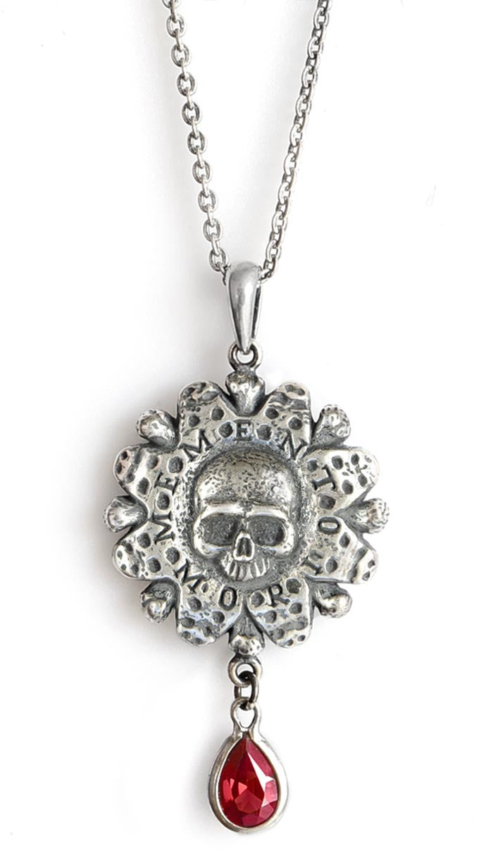 Memento Mori — Sterling silver pendant with garnet drop - Baba Store EU - 3