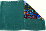 Blue Roses, silk velvet scarves,Gypsy roses, russian shawl, boho style, handmade, printed silk velvet scarf