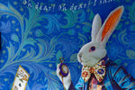 The White Rabbit, dark blue version, pure silk-satin scarf/wrap. - Baba Store EU - 5